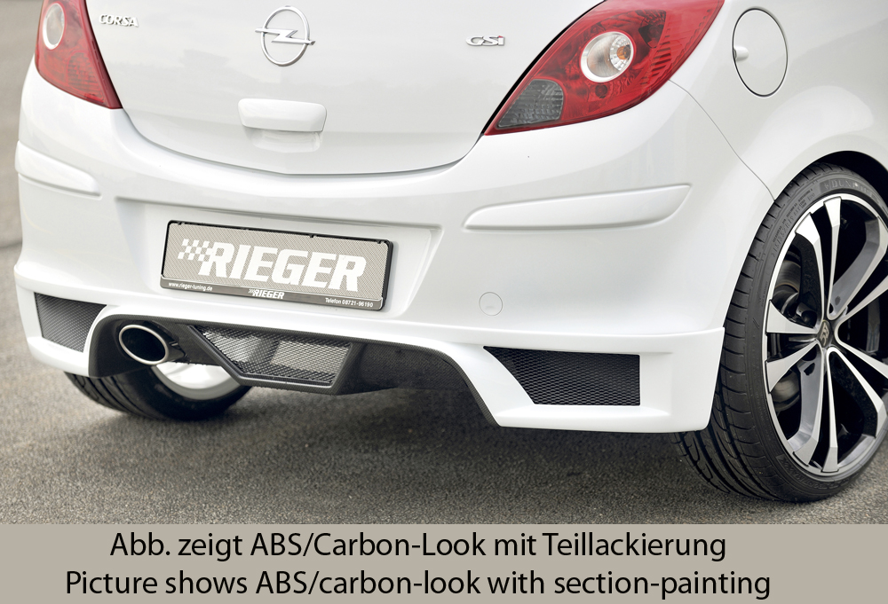 Rieger Tuning Heckschürzenansatz für Serien-Endschalldämpfer nur links für  Opel Corsa D (S-D) 00058947