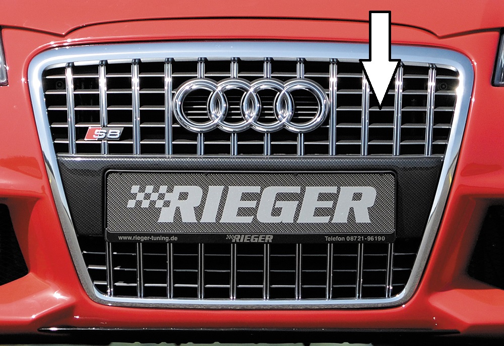 Original Audi S-Grill für Rieger Spoilerstoßstangen <p>Original Audi S-Grill, speziell abgeändert für Rieger Spoilerstoßstangen, inkl. Kennzeichenauflage;</p>